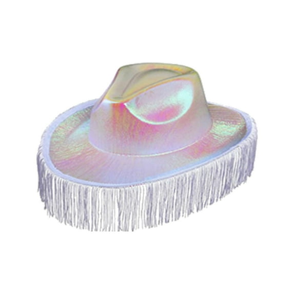 1PC Hat White Mardi Gras Women's Big Brim Cowboy Hat Western Bowler Hat