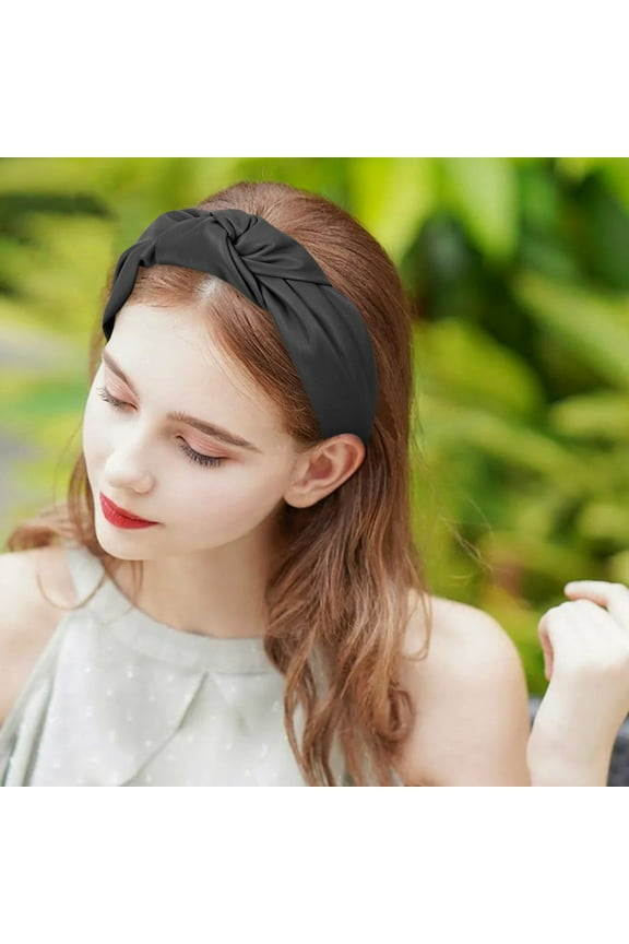 1PC Headband Black Fashion Women Sweet Solid Tie Hairband Hairpin Hair Head Hoop Knot Hair Headband