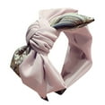 thumbnail image 1 of 1PC Headband Pink Cotton Women's Headband Hairband Bow Knot Cross Tie Velvet Hair Band Accessories, 1 of 2