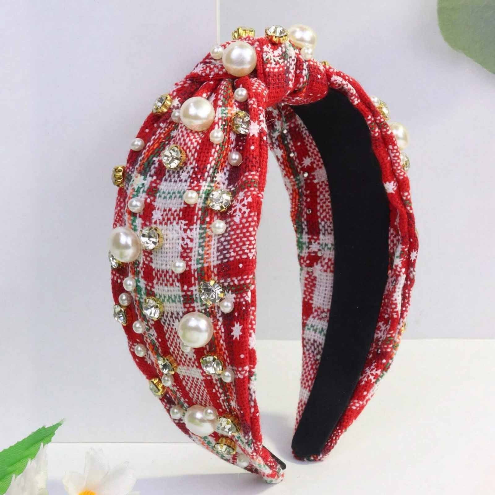 1PC Headband Red Cloth Christmas Knotted Bow Headbands With Fashion