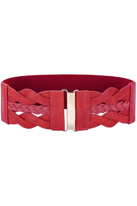 1PC Headwear Red Women's Elastic Vintage Belt Stretchy Retro Wide Waist Belt