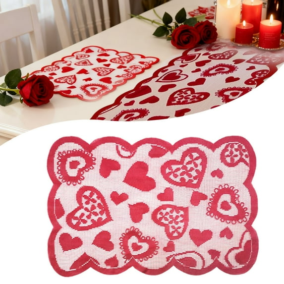 1PC Heart-Shaped Hollow Arrow Festive Table Decor for Valentine's Day Heat-Insulated Table Mats for Home Dining and Parties