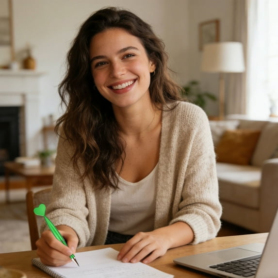 1PC Heart Shaped Pens Heart Ballpoint Pen Valentine Party Favor Pens Nurse Gift Pen Black Ink Stripe Writing Pen for Mother's Day Wedding Party Office Supplies – 1.0 mm (Green)