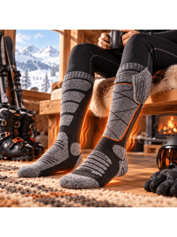 1PC Heated Socks for Men Women, Rechargeable Electric Socks with 2 x 8500mAh Batteries, App Control 4 Heat Levels, Winter Ski Hunting Socks