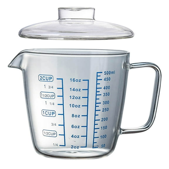 1PC Home Measuring Glass with Glass Lid Heat-resistant Glass Measuring Cup