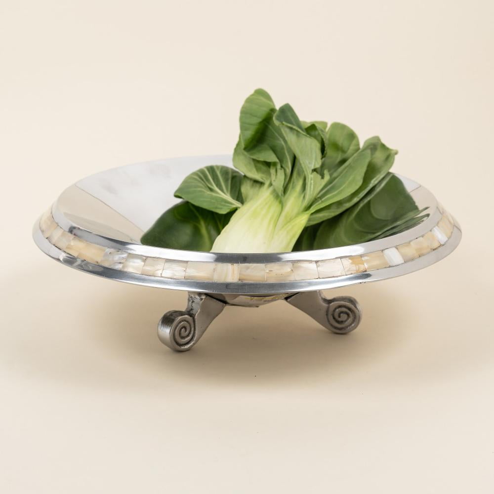 Silver And Mother Of Pearl Pedestal Centerpiece Bowl Silver And Mother Of Pearl Pedestal Centerpiece Bowl