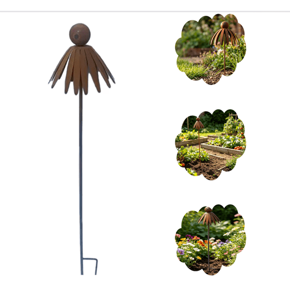 1PC Hot Deal! Iron Flower Petal Ground Stake, Rustic Artisan Ground ...
