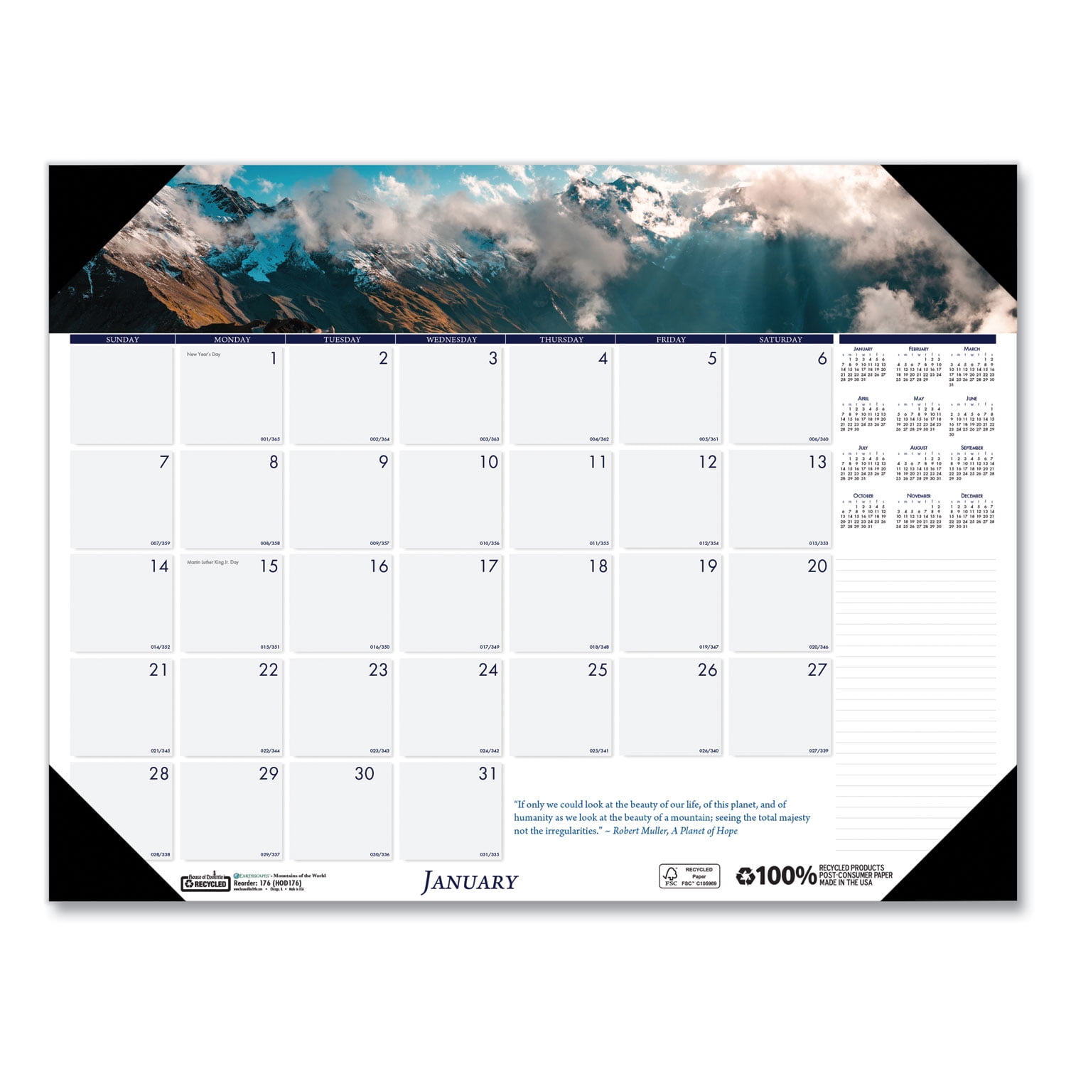 House of Doolittle Compact Academic Desk Pad - Academic - Monthly - 12 Month - August 2023 - July 2024 - 1 Month Single Page Layout - 18 1/2