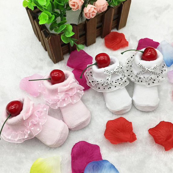 1PC Infant Newborn Toddler Baby Girls Sock Children Princess Bowknot Lace Flowers Short Socks Cotton Ruffle Frilly Trim Ankle Socks