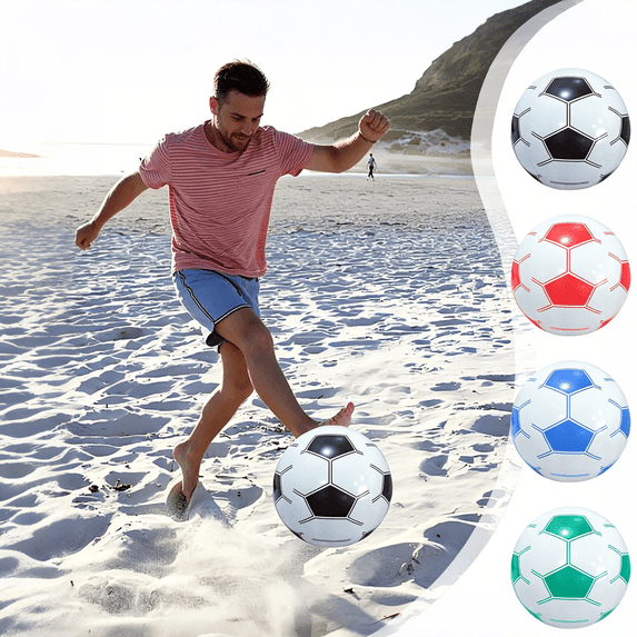 1PC Inflatable Beach Soccer Ball, 10.63" Blow-Up Football, Easy to Inflate, for Swimming Pool & Beach, Essential Inflatable Ball for Summer Parties and Water Games, Green, AKLJWH