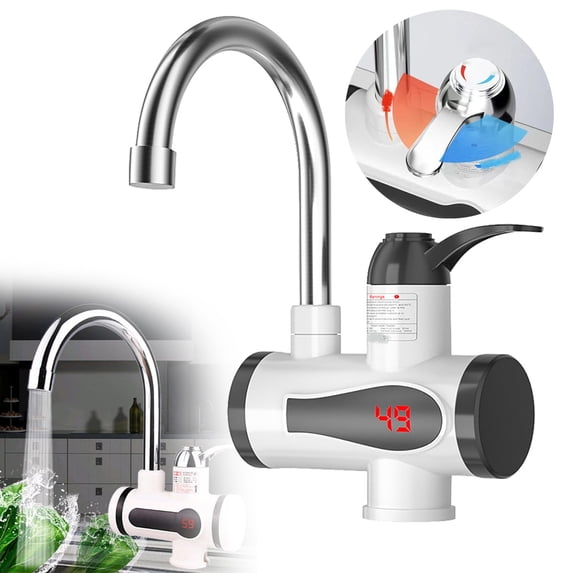 1PC Instant Hot Water Dispenser Faucet, Electric Hot Water Heater Faucet with LED Digital Display Instant Hot Water Tap Electric Fast Heating Tap
