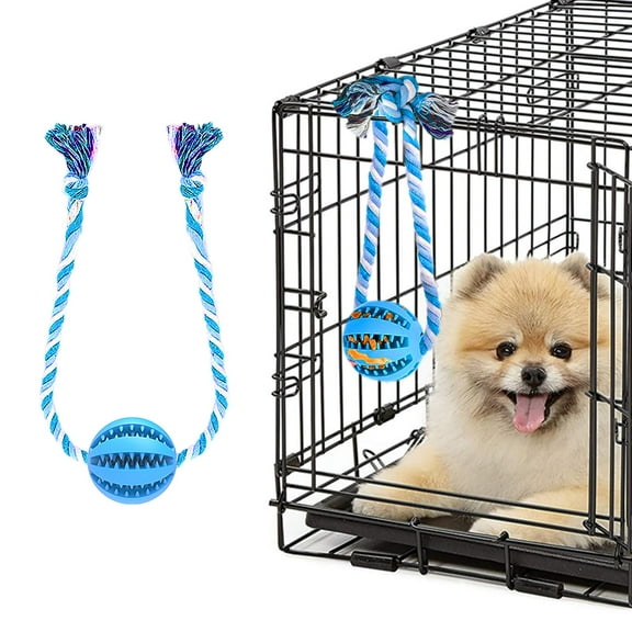 1PC Interactive Dog Chew Toys Crate Training Aids for Puppies, Puzzle Treat Dispenser with Rope Dogs Toy Ball Reduce Stress Anxiety Peanut Butter Dog Food Treat Dispenser Toys