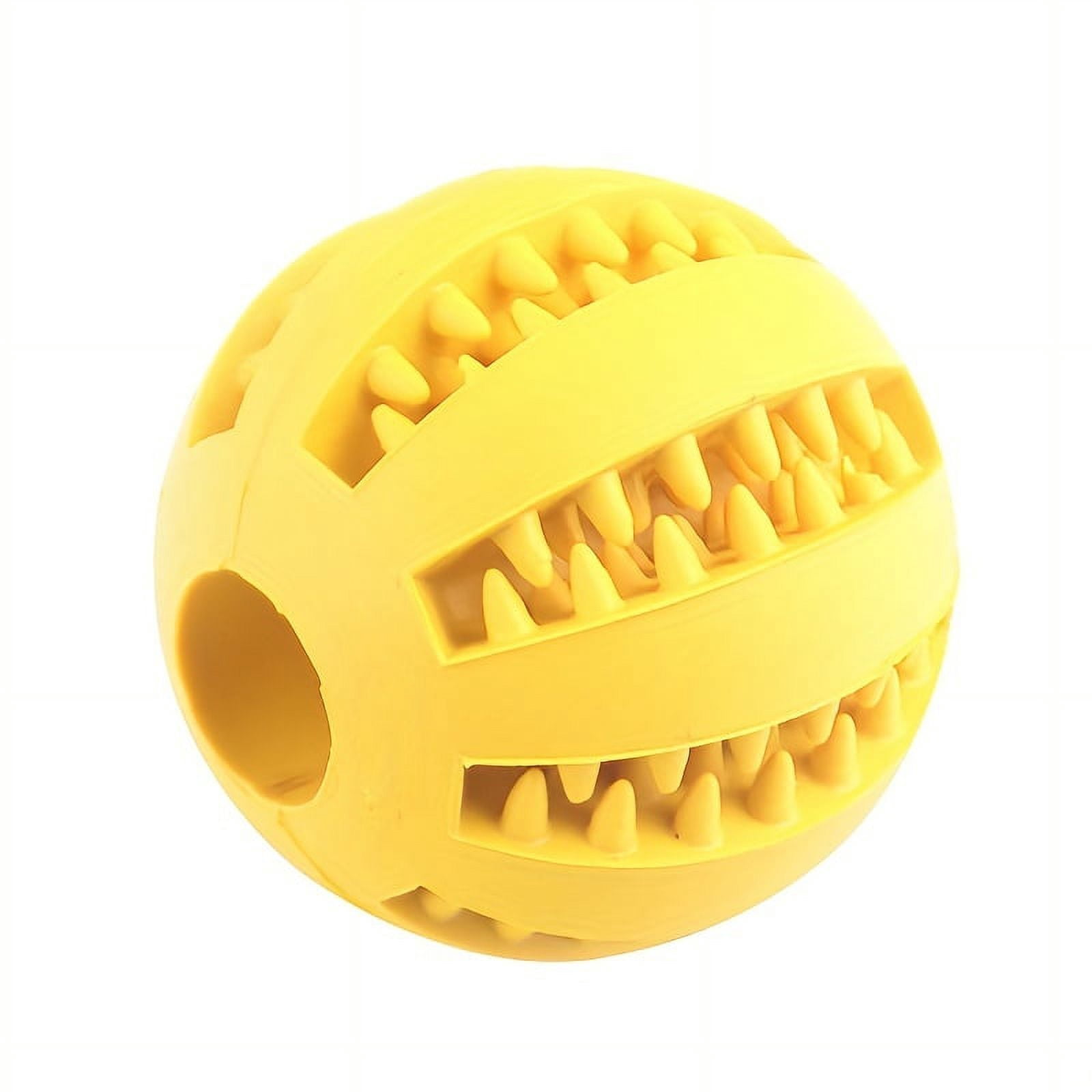 Pet Dog Rubber Chew Ball Toy - 3.1" Diameter, Elastic, With Sound, For Teeth Cleaning & Play
