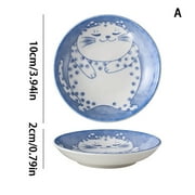 1PC Japanese Style Ceramic Dessert Sauce Dish Tableware Creative Cute Cartoon Lucky Cat Pattern Water Drop Shape Fruit Plates
