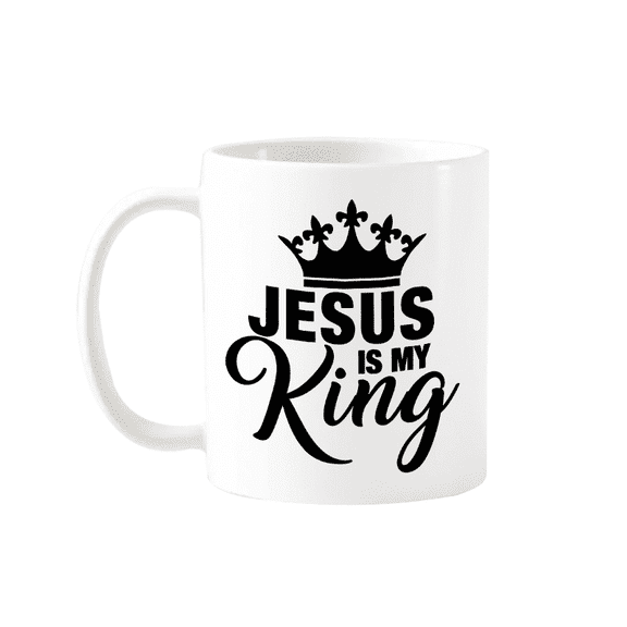 1PC Jesus Is My King Coffee Mug, Ceramic Coffee Cups, Water Cups, Latte, Hot Tea, Porcelain Mug, Housewarming Gift for family and friends, Birthday Gifts, Holiday Gifts, Thanksgiving Gifts