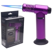 1PC Jet Butane Torch Lighter Safety Lock & Adjustable Flame Refillable One-hand Operation Kitchen Torch Lighter with Adjustable Flame for BBQ, Baking Purple