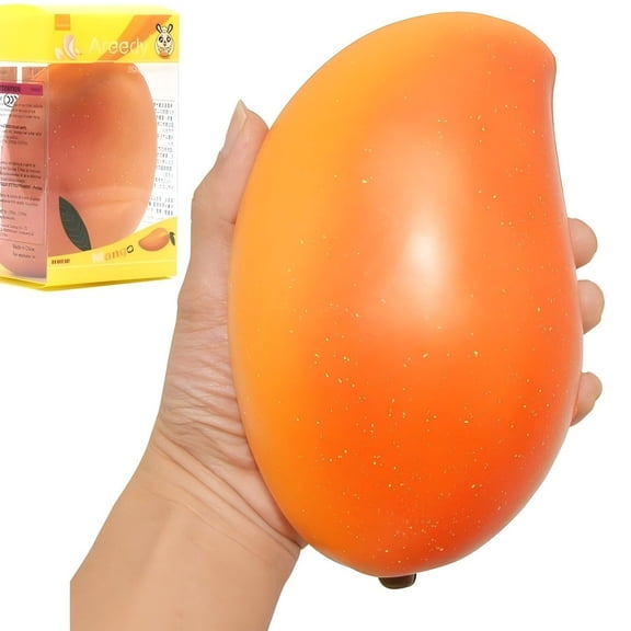 1PC Jumbo Gold Mango Squeeze, Slow Rising Fruit Squeeze, Realistic Mango Squeeze Toys, Soft Stress Relief Fidget Toys for Adults, office decompression hand accessory