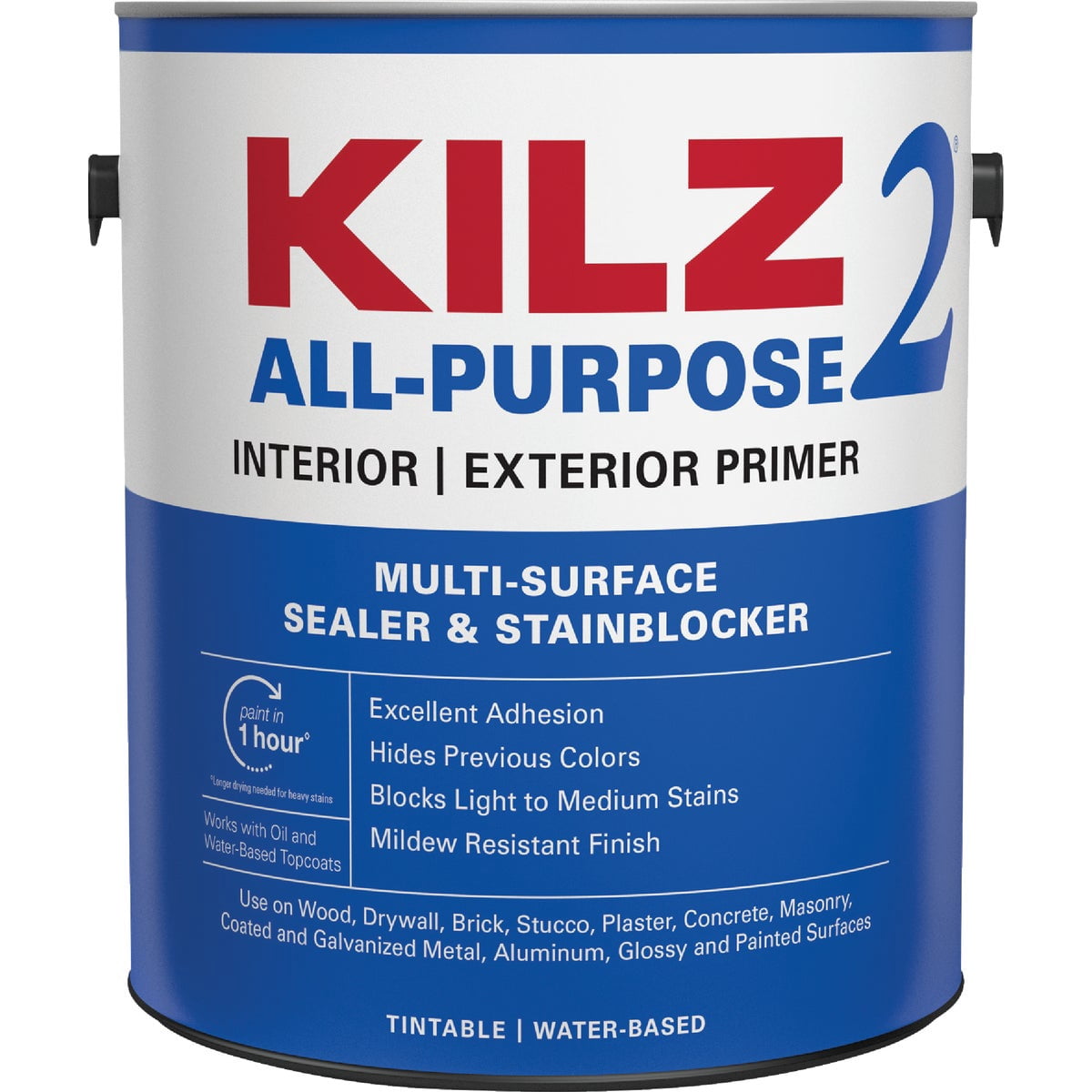 1PC KILZ 2 Latex Interior/Exterior Sealer Stain Blocking Primer 1 Qt., White