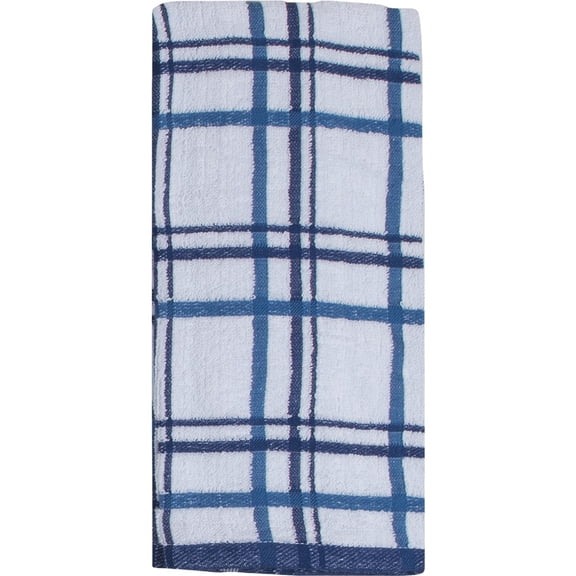 Kay Dee Designs Kitchen Basics Indigo 2Pc Plaid Textured Terry Towel, Blue