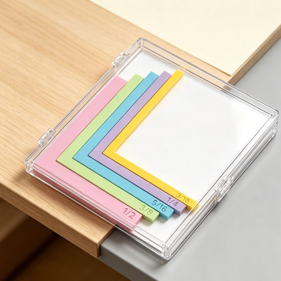 1PC L-Shaped Mat Spacing Ruler Set with Storage Case, Precision Paper Craft Alignment Guides for Card Making & Scrapbook Layout Design
