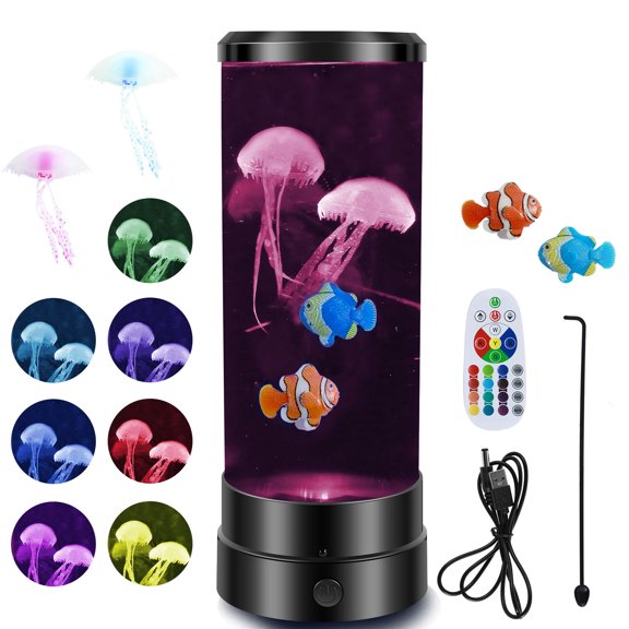 EUWBSSR 1PC LED Jellyfish Lamp 7 Colors Changing Jellyfish Night Light Jellyfish Aquarium Lamp Realistic Jellyfish Tank Mood Lights