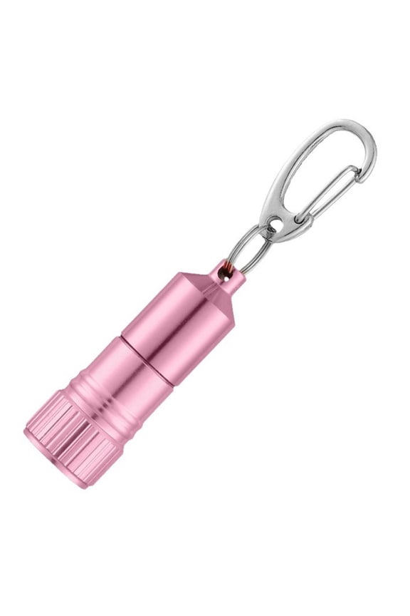 1PC LED Mini Flashlight Waterproof Keychain Light Aluminum Alloy Creative Logo Keyring Torch for Outdoor Hiking Camping Emergency Everyday Use Pink