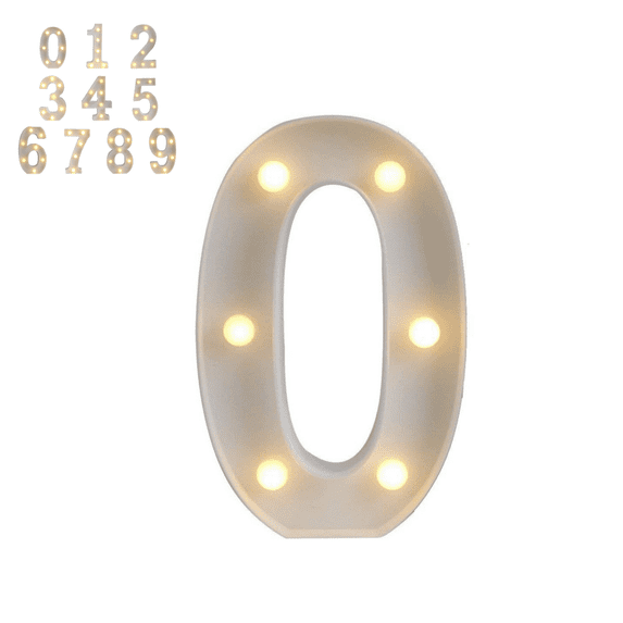 1PC LED Number Sign Light, Battery‑Operated Digital Lamp, Warm Light Table Decor for Birthday Party Event, Without battery, Number 0