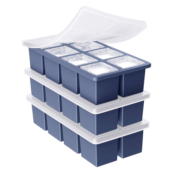 1PC Large Ice Cubes Tray for Whiskey: Silicone Ice Cubes Trays with Lid - Big Square Old Fashioned Ice Cubes Maker for Cocktail - 2 inch Huge Cubed Ice Trays