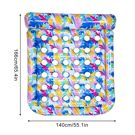 1PC Large Inflatable Pool Float Bed, Adult Water Lounge Raft, Double Floating Mattress with Headrest for Pool Beach Vacation
