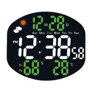 1PC Large Screen Electronic Clock Wall Mounted Led Clock Weather Display Clock