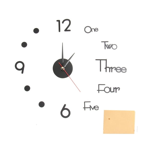 1PC Large Size Hanging Clock Simple Number Wall Clock Artistic Wall Hanging Clock Modern DIY Wall Clock Creative Wall Clock Decor for Home Office Black