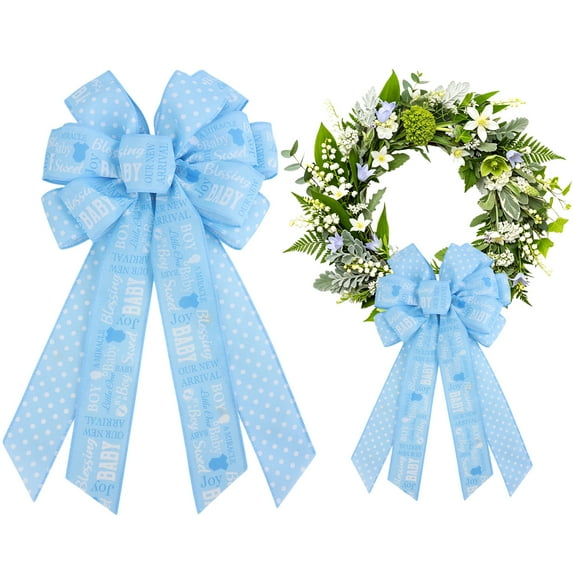 1PC Large Spring Bows for Wreath, Easter Wildflower Bow for Front Door, Flower Farmhouse Wreath Bows for Party Decor Indoor Outdoor Wall Spring Summer Decoration Supplies Ornament