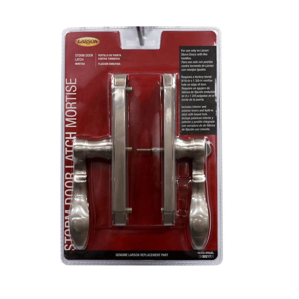 1PC Larson Larson CH3021701 M2 Storm Door Mortise Latch, Brushed Nickel