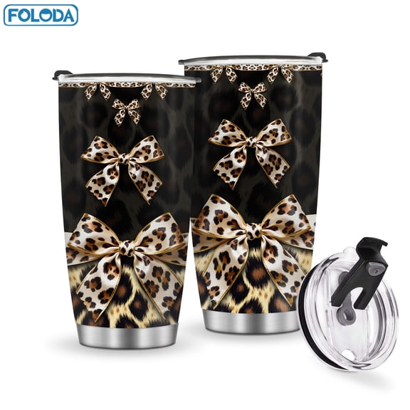 1PC Leopard Print Bow Stainless Steel Insulated Travel Mug, 20oz Water Bottle (with Lid), Coffee Mug, Leopard Print Cup The perfect birthday gift for women, moms, nurses, and friends. Top choice for