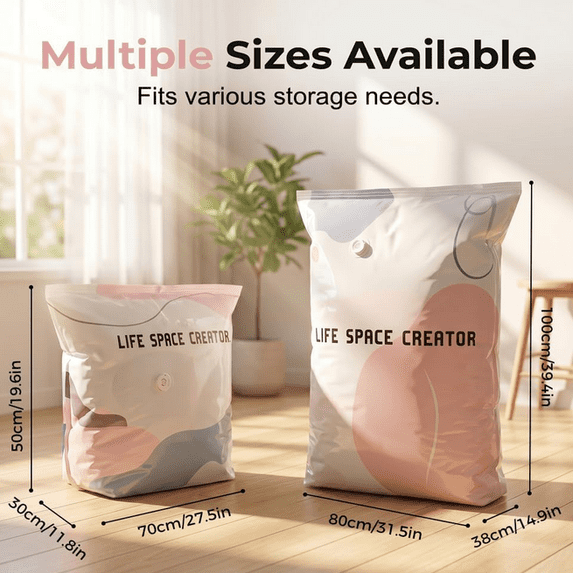 1PC Life Space Creator Storage Bags, 3D No-Pump Vacuum Bags - Press & Seal by Hand or Sit, Space-Saving Cubes for Comforters, Down Jackets, Bedding - Leak-Airtight & Dust-Proof Large 39×31×15"