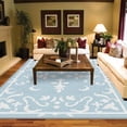 thumbnail image 1 of 1PC Light Blue and White Floral Pattern Area Rug Partial Carpet, Lightweight Washable Easy-to-Care-for Carpet Floor Mat Festival Gift, Suitable for Living Room, Bedroom, Dining Room, Office, Balcony,, 1 of 9
