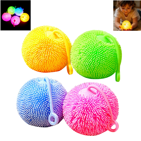 1PC Light Up Spiky Squeeze Ball with Hanging String, Illuminated Sensory Fidget Toy for Stress Relief, Kids Birthday and Holiday Small Gift