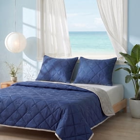 1PC Lightweight Cooling Bed Blanket, Double-Sided Cool-Touch Summer Quilt, Absorbs Heat to Stay Cool All Night, Machine Washable, Deep Blue King