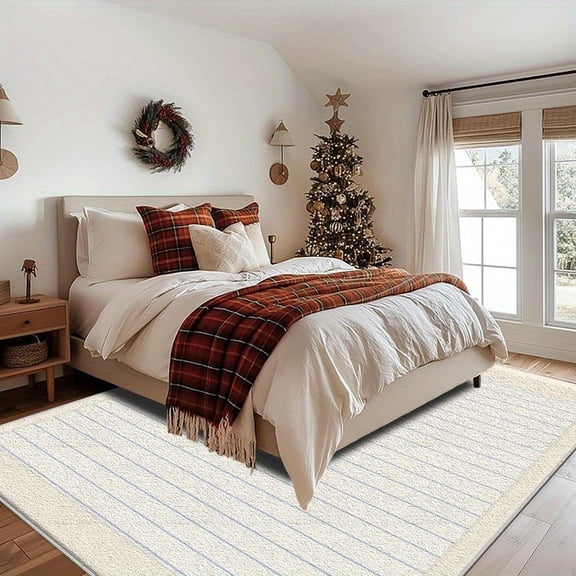 5'x7' thick carpet for living room indoor/outdoor carpet fluffy area rug plaid area rug retro area rug