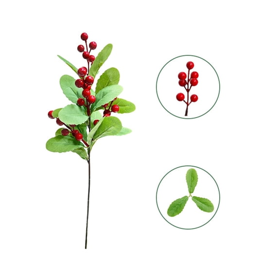 1PC Long Artificial Berry Stem with Red Berries,Faux Greenery Branch for Vase Fillers and Wedding Bouquet Decor,B