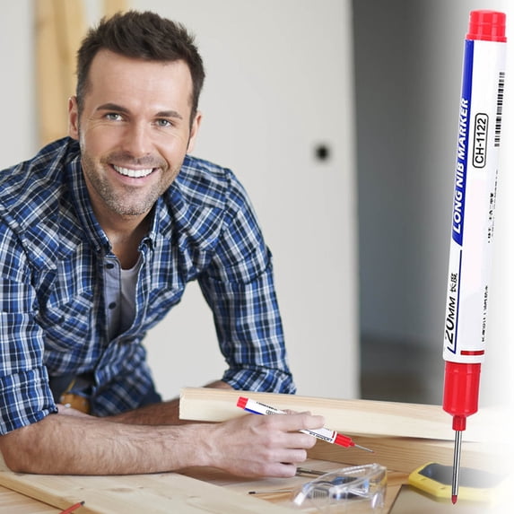 1PC Long Head Deep Hole Marker, 10ml Long Head Deep Hole Marker, Multicolor Waterproof Fast Drying Oil-Based Pen, Quick Dry Carpenter Pen Markers for Deep Holes for Woodworking