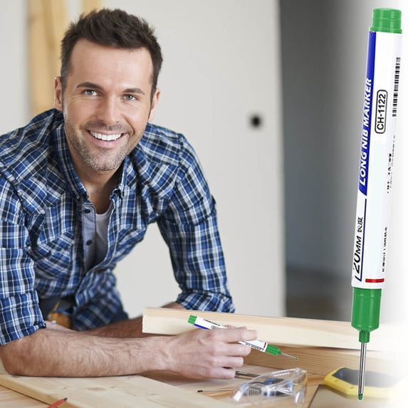 1PC Long Head Deep Hole Marker, 10ml Long Head Deep Hole Marker, Multicolor Waterproof Fast Drying Oil-Based Pen, Quick Dry Carpenter Pen Markers for Deep Holes for Woodworking