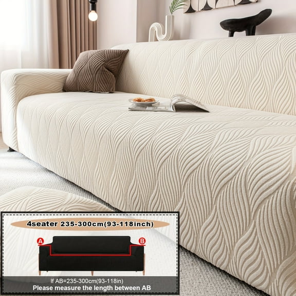 1PC Luxurious Jacquard Stretch Sofa Slipcover, Pet-Friendly Hairproof & Anti-Slip, All-Season Furniture Cover for Couch, Loveseat, Armchair, Sectional, Easy to Install & Wash