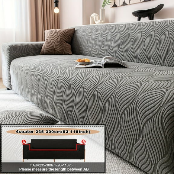 1PC Luxurious Jacquard Stretch Sofa Slipcover, Pet-Friendly Hairproof & Anti-Slip, All-Season Furniture Cover for Couch, Loveseat, Armchair, Sectional, Easy to Install & Wash