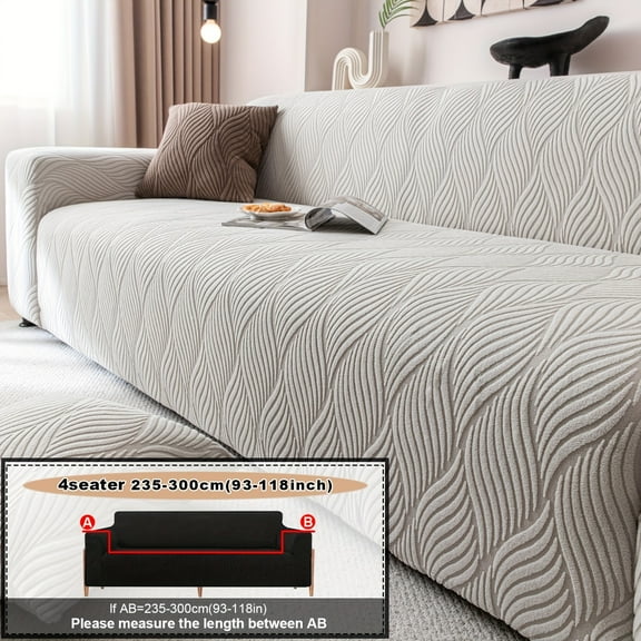 1PC Luxurious Jacquard Stretch Sofa Slipcover, Pet-Friendly Hairproof & Anti-Slip, All-Season Furniture Cover for Couch, Loveseat, Armchair, Sectional, Easy to Install & Wash