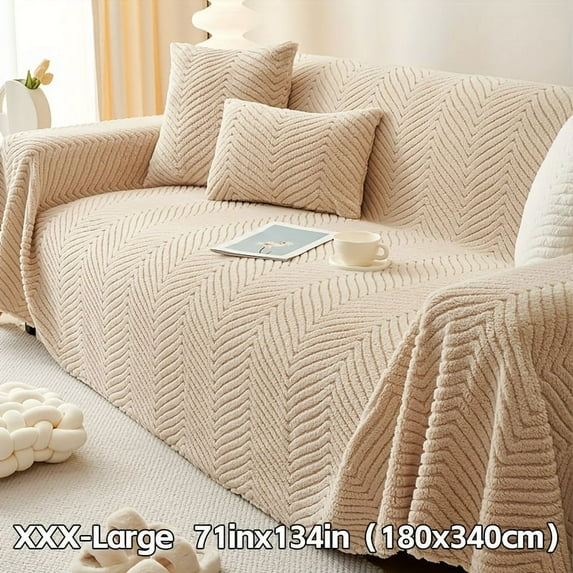 1PC Luxurious Plush Sofa Cover Blanket - Thickened, Pet-Friendly, Anti-Slip, Soft, Warm, and Cozy - Ideal Furniture Protector for Bedroom, Office, Living Room, and Home Decor