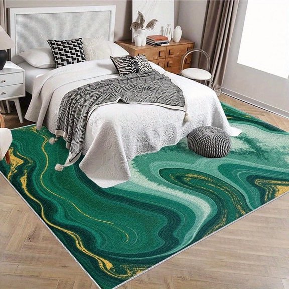 1PC Marbled Area Rug Partial Carpet, Lightweight Washable Easy-to-Manage Carpet Mat Festival Gift, Suitable for Living Room, Bedroom, Office, Balcony, Corridor, Room Accessories