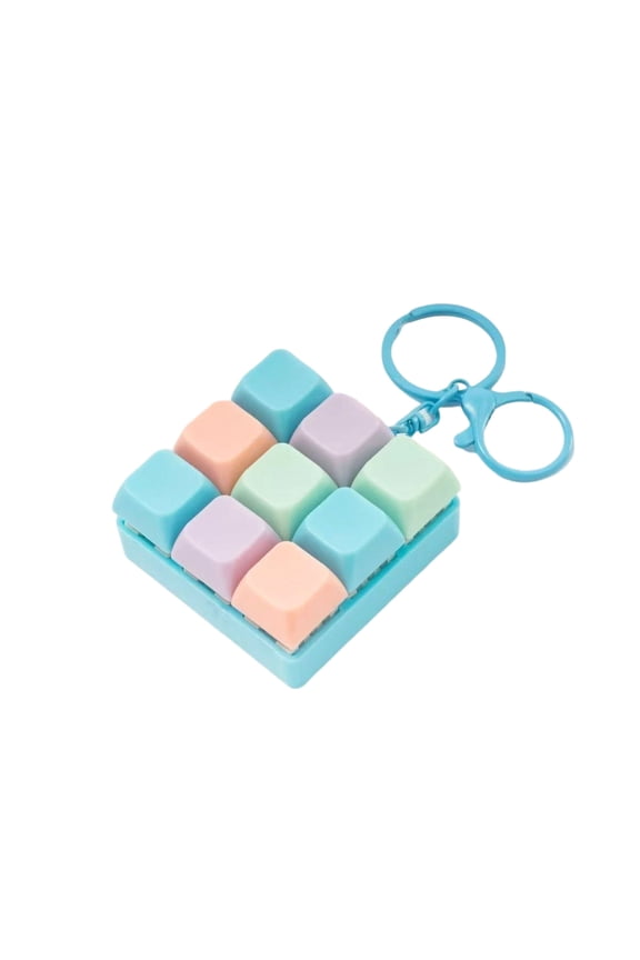 1PC Mechanical Switch Tester Fidget Toy, 3x3 Keycap Clicky Key Keychain, Stress Relief & Sensory Toy for People, Desktop Decoration, Portable Backpack Charm,Multi-Color Options,E