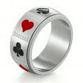 thumbnail image 1 of 1PC Men's Rotation Poker Ring Stainless Steel Gold/Silver Poker Rotor Rotor Punk Jewelry,Silver,11, 1 of 15