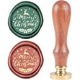 thumbnail image 1 of 1PC Merry Christmas Brass Sealing Wax Seal Stamp Wood Handle 83x22mm for Envelopes Invitations, 1 of 9
